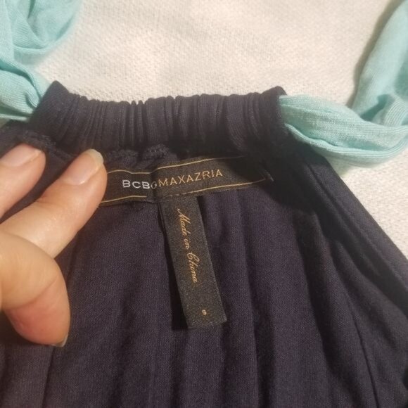 BCBGMaxAzria Colorblock Halter‎ Sundress Sz S Stretch Knit Casual Beachy Picnic - Picture 3 of 6